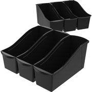 Storex Book Storage Bin, Plastic, 5.3 in W, 7 in H, Black, 14.3 in L STX70109U06C